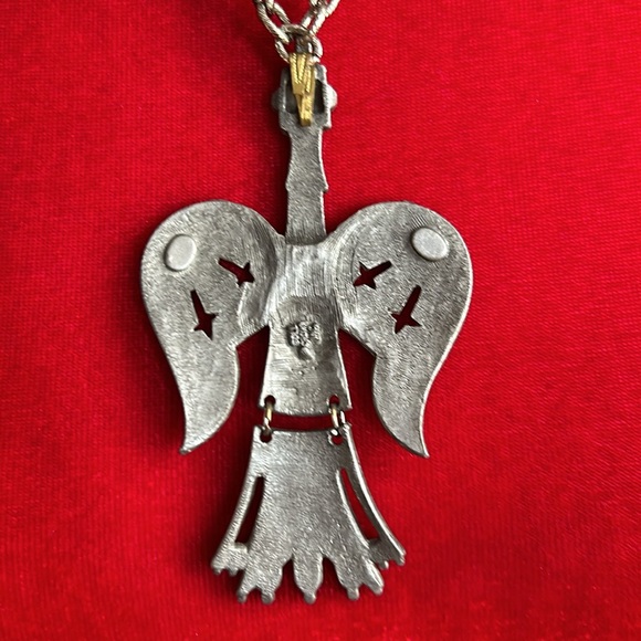 Vintage Pewter Enameled Thunderbird Necklace - Picture 4 of 6